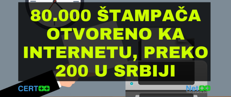 80.000 štampača otvoreno ka internetu, preko 200 u Srbiji