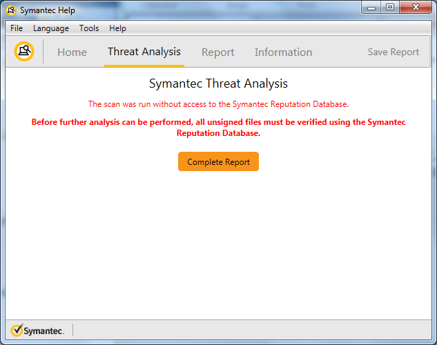 Threat Analysis scan complete offline 