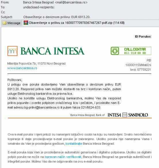 Banca Intesa Srbija phishing